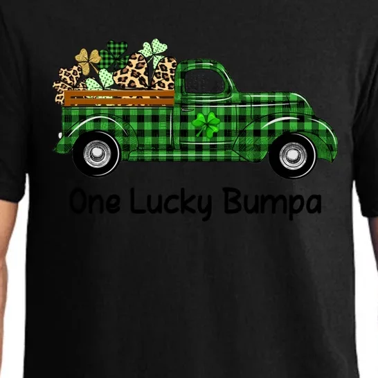 One Lucky Bumpa Green Plaid Truck Shamrocks St Patrick's Day Gift Pajama Set