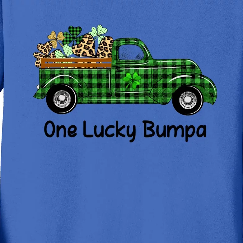 One Lucky Bumpa Green Plaid Truck Shamrocks St Patrick's Day Gift Kids Long Sleeve Shirt