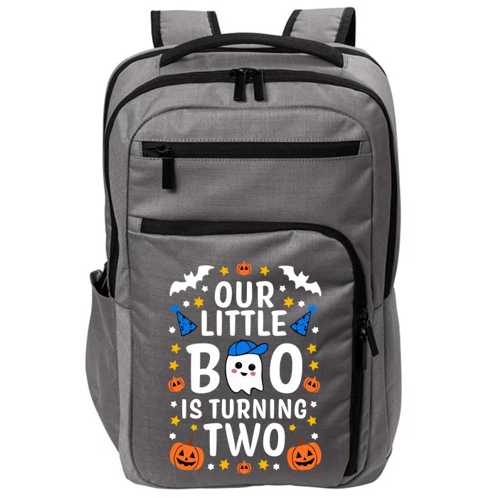 Our Little Boo Is Turning Two Yr 2nd Birthday Halloween Gift Impact Tech Backpack