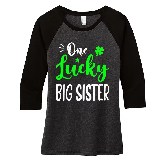 One Lucky Big Sister St Patricks Day Family Matching Women's Tri-Blend 3/4-Sleeve Raglan Shirt