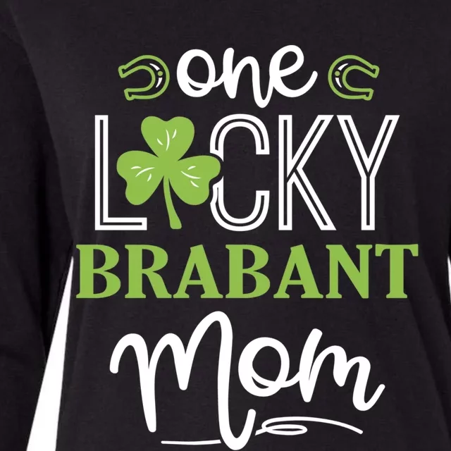 One Lucky Brabant Horse Mom Irish Horseback Riding Gift Womens Cotton Relaxed Long Sleeve T-Shirt