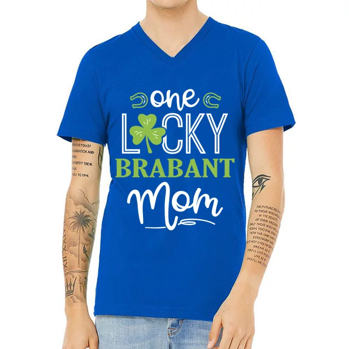 One Lucky Brabant Horse Mom Irish Horseback Riding Gift V-Neck T-Shirt