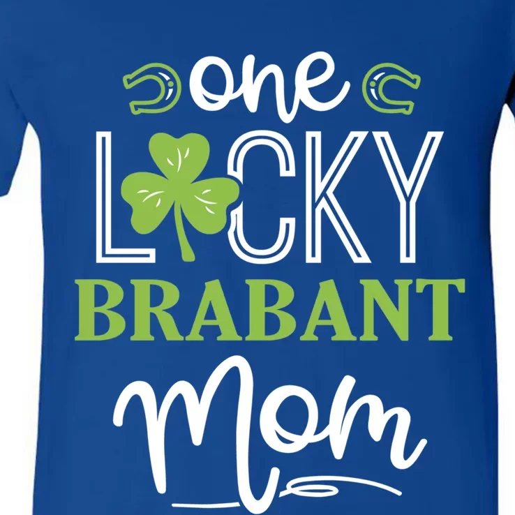 One Lucky Brabant Horse Mom Irish Horseback Riding Gift V-Neck T-Shirt