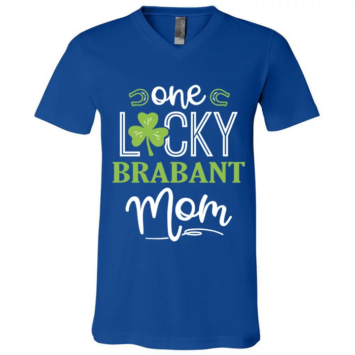 One Lucky Brabant Horse Mom Irish Horseback Riding Gift V-Neck T-Shirt