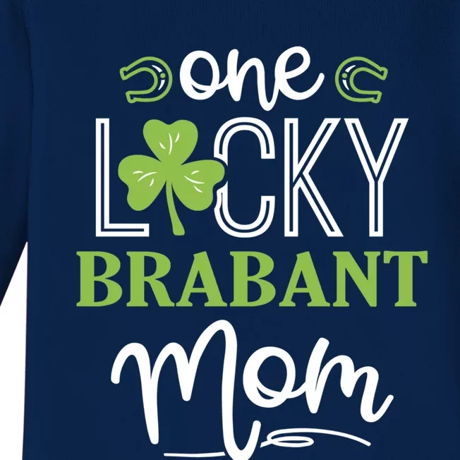 One Lucky Brabant Horse Mom Irish Horseback Riding Gift Baby Long Sleeve Bodysuit