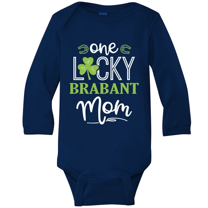 One Lucky Brabant Horse Mom Irish Horseback Riding Gift Baby Long Sleeve Bodysuit