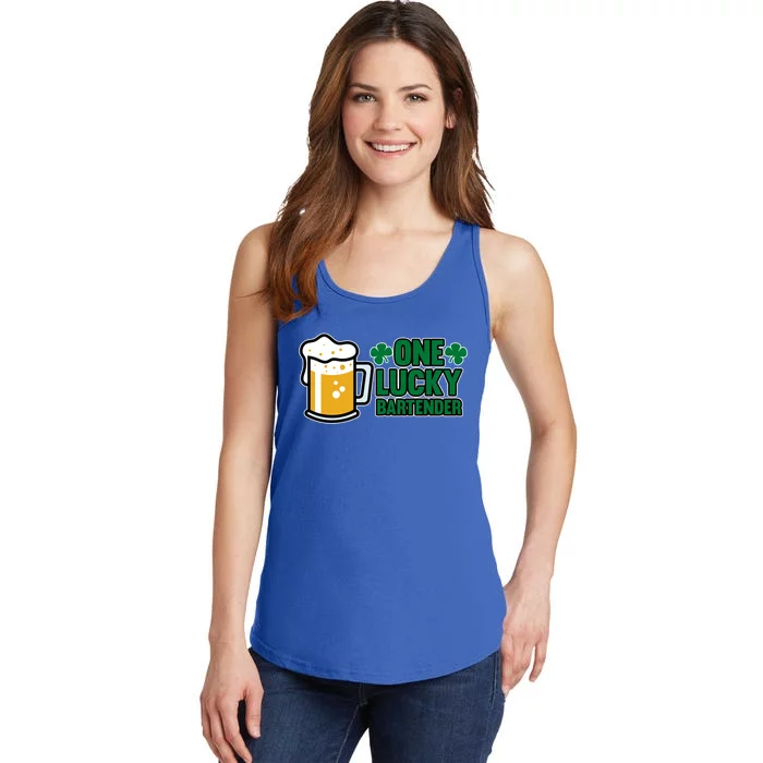 One Lucky Bartender St Patricks Day Irish Green Graphic Gift Ladies Essential Tank