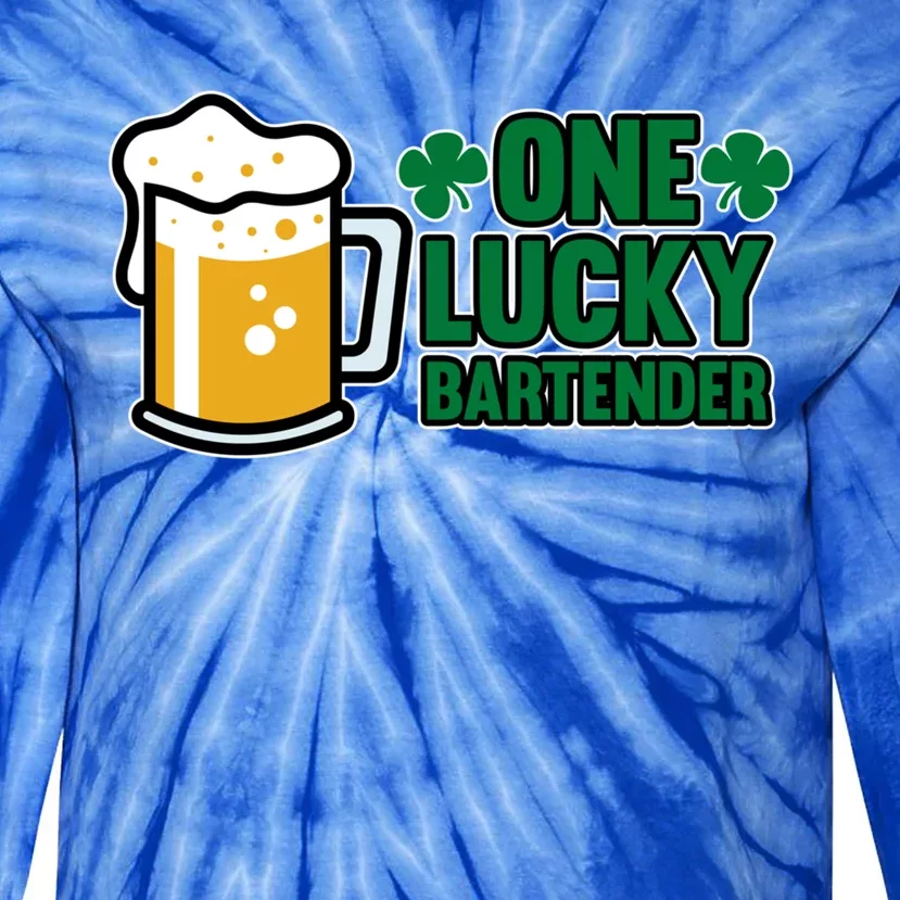 One Lucky Bartender St Patricks Day Irish Green Graphic Gift Tie-Dye Long Sleeve Shirt