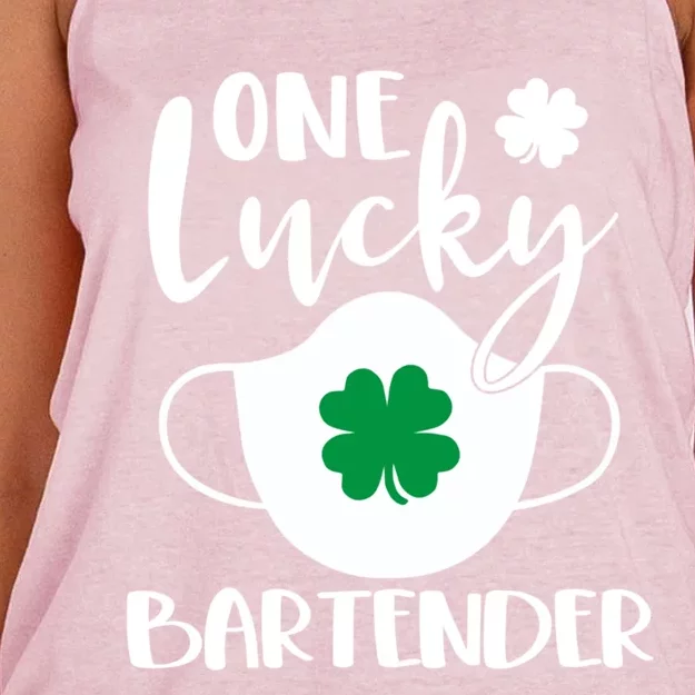 One Lucky Bartender St Patrick's Day Bartending Cool Gift Women's Knotted Racerback Tank