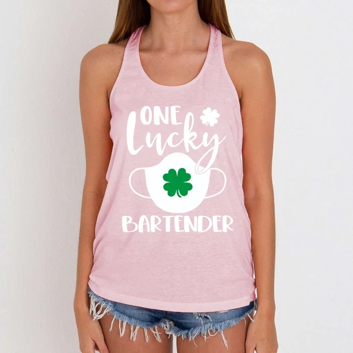 One Lucky Bartender St Patrick's Day Bartending Cool Gift Women's Knotted Racerback Tank