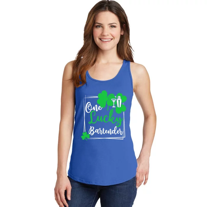 One Lucky Bartender Tee Gift Bartender St Patrick's Day Gift Ladies Essential Tank