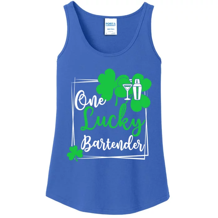 One Lucky Bartender Tee Gift Bartender St Patrick's Day Gift Ladies Essential Tank