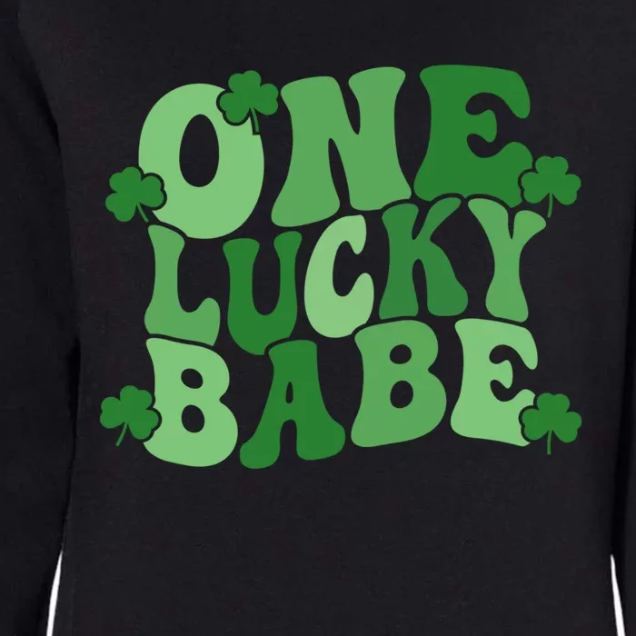 One Lucky Babe Groovy Retro St Patrick's Day Shamrock Irish Great Gift Womens California Wash Sweatshirt