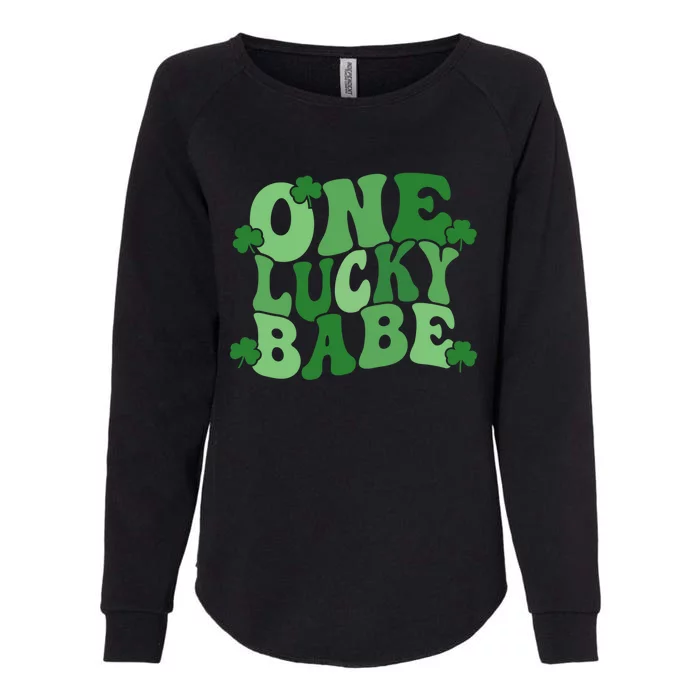 One Lucky Babe Groovy Retro St Patrick's Day Shamrock Irish Great Gift Womens California Wash Sweatshirt