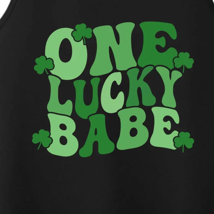 One Lucky Babe Groovy Retro St Patrick's Day Shamrock Irish Great Gift Performance Tank