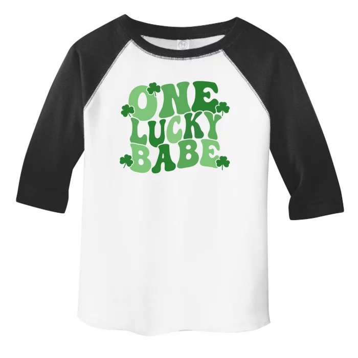 One Lucky Babe Groovy Retro St Patrick's Day Shamrock Irish Great Gift Toddler Fine Jersey T-Shirt