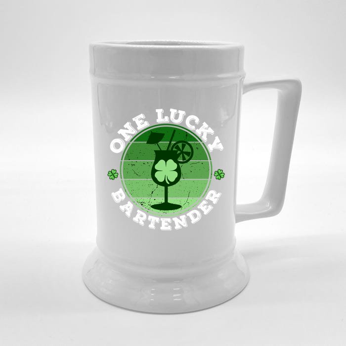 One Lucky Bartender Shamrock Irish Funny St Patricks Day Cool Gift Front & Back Beer Stein