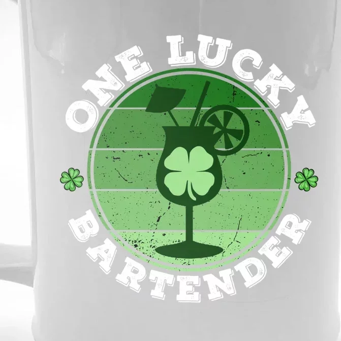 One Lucky Bartender Shamrock Irish Funny St Patricks Day Cool Gift Front & Back Beer Stein