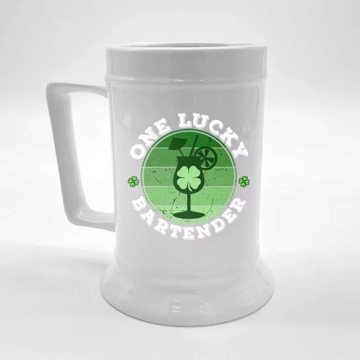 One Lucky Bartender Shamrock Irish Funny St Patricks Day Cool Gift Front & Back Beer Stein