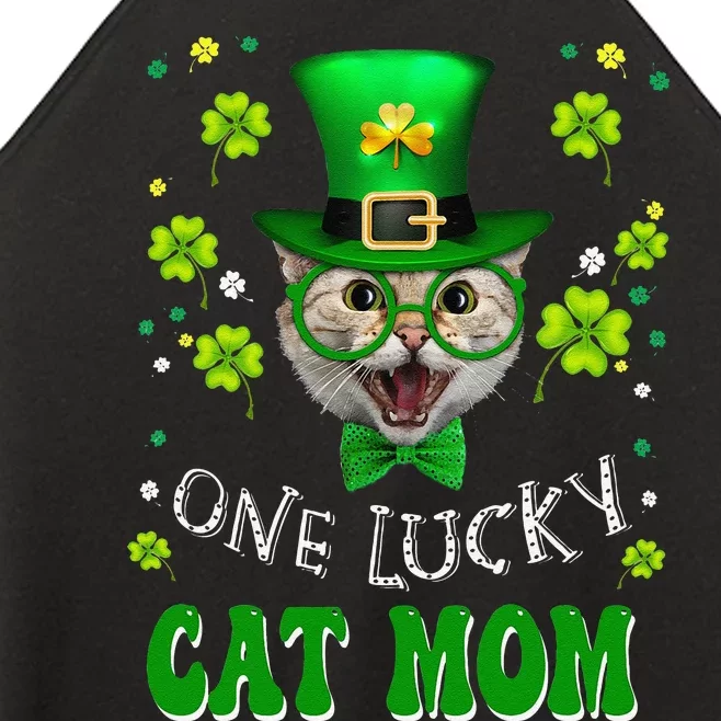 One Lucky Cat Mom Funny Kitten St Patricks Day Cats Lovers Women’s Perfect Tri Rocker Tank