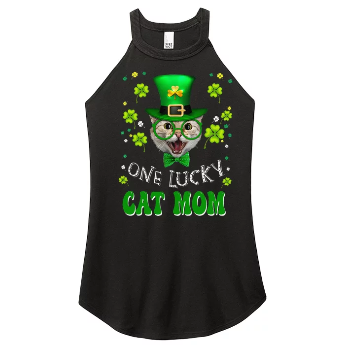 One Lucky Cat Mom Funny Kitten St Patricks Day Cats Lovers Women’s Perfect Tri Rocker Tank