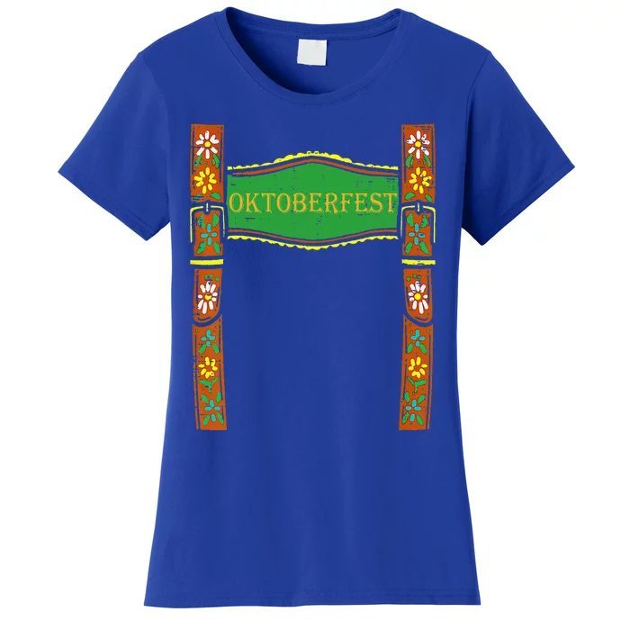 Oktoberfest Lederhosen Costume Cute German Bavarian Women's T-Shirt