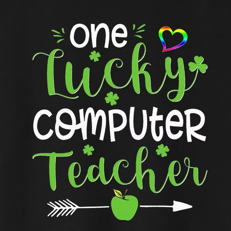 One Lucky Computer Teacher funny St Patricks Day Women's Crop Top Tee