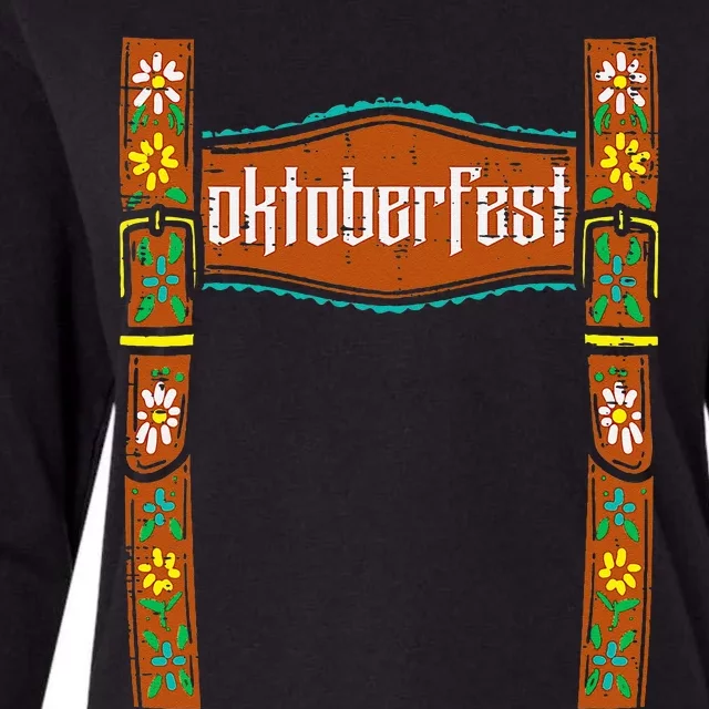 Oktoberfest Lederhosen Costume Cute German Bavarian Womens Cotton Relaxed Long Sleeve T-Shirt