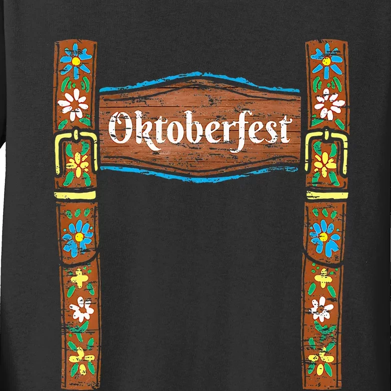 Oktoberfest Lederhosen Costume Cute German Bavarian Kids Long Sleeve Shirt