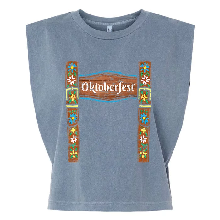 Oktoberfest Lederhosen Costume Cute German Bavarian Garment-Dyed Women's Muscle Tee