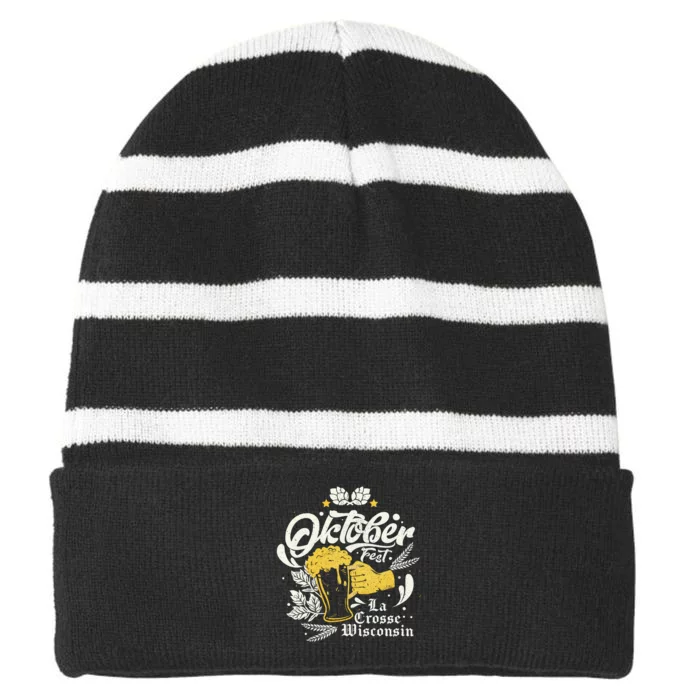 Oktoberfest La Crosse Wisconsin Octoberfest Beer Lovers Striped Beanie with Solid Band