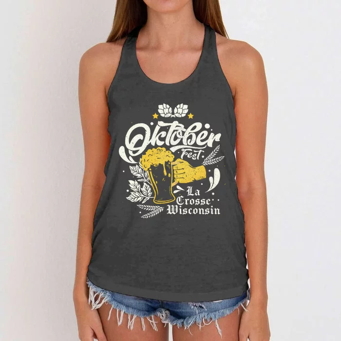 Oktoberfest La Crosse Wisconsin Octoberfest Beer Lovers Women's Knotted Racerback Tank