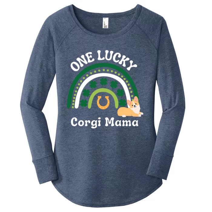 One Lucky Corgi Mama Dog Mom St Patrick's Day Irish Shamrock Gift Women's Perfect Tri Tunic Long Sleeve Shirt