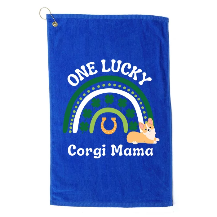 One Lucky Corgi Mama Dog Mom St Patrick's Day Irish Shamrock Gift Platinum Collection Golf Towel