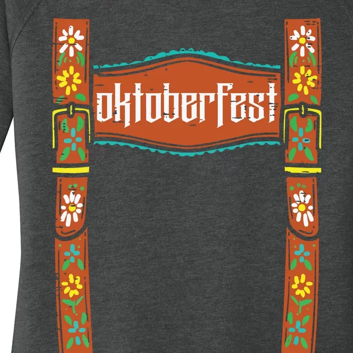 Oktoberfest Lederhosen Costume Cute German Bavarian Women's Perfect Tri Tunic Long Sleeve Shirt