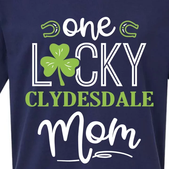 One Lucky Clydesdale Horse Mom Irish Horseback Riding Gift Sueded Cloud Jersey T-Shirt