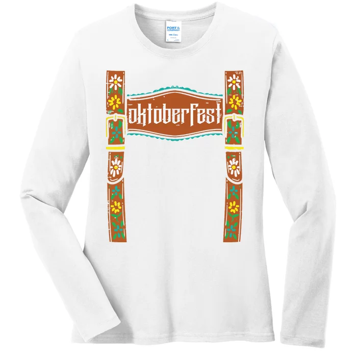 Oktoberfest Lederhosen Costume Cute German Bavarian Ladies Long Sleeve Shirt