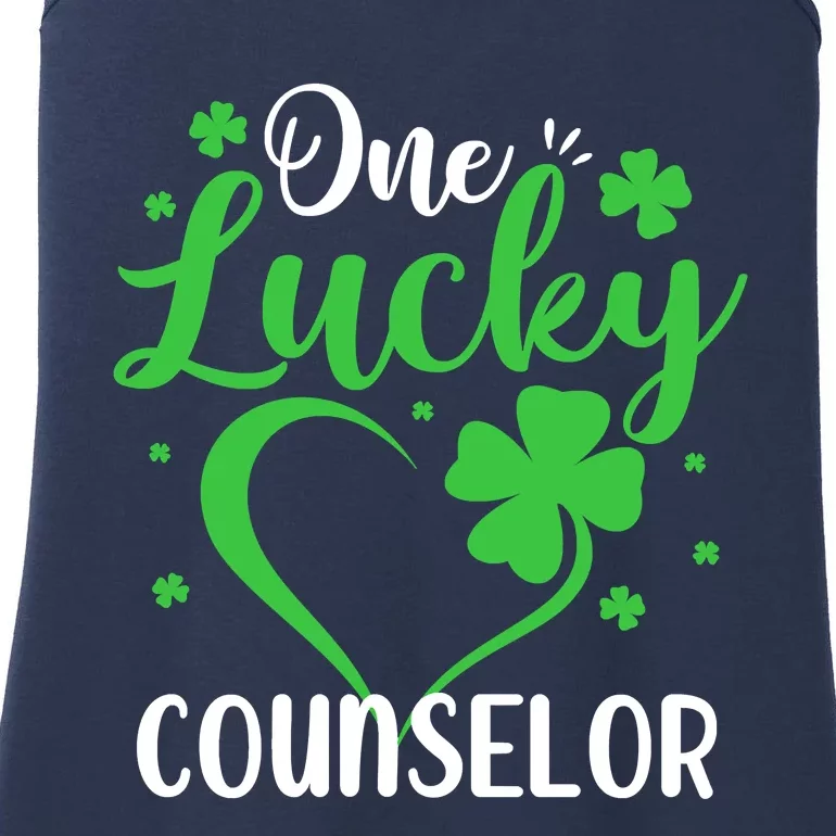 One Lucky Counselor Heart Shamrock St. Patricks Day School Ladies Essential Tank