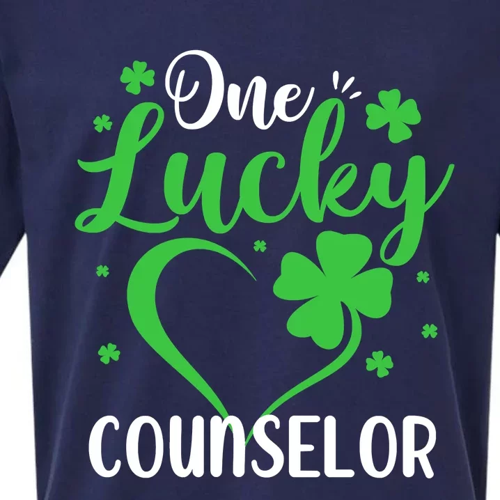 One Lucky Counselor Heart Shamrock St. Patricks Day School Sueded Cloud Jersey T-Shirt