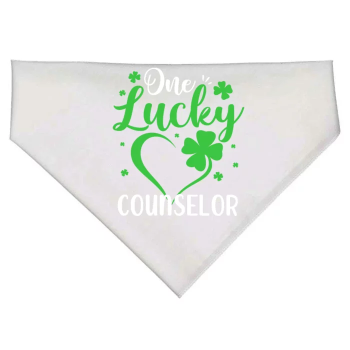 One Lucky Counselor Heart Shamrock St. Patricks Day School USA-Made Doggie Bandana