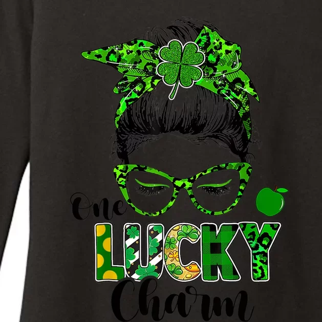 One Lucky Charm Messy Bun Shamrock St Patrick's Day Women Womens CVC Long Sleeve Shirt