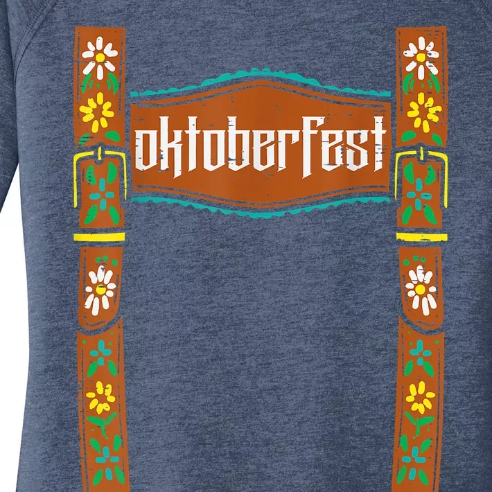 Oktoberfest Lederhosen Costume Cute German Bavarian Boys Women's Perfect Tri Tunic Long Sleeve Shirt