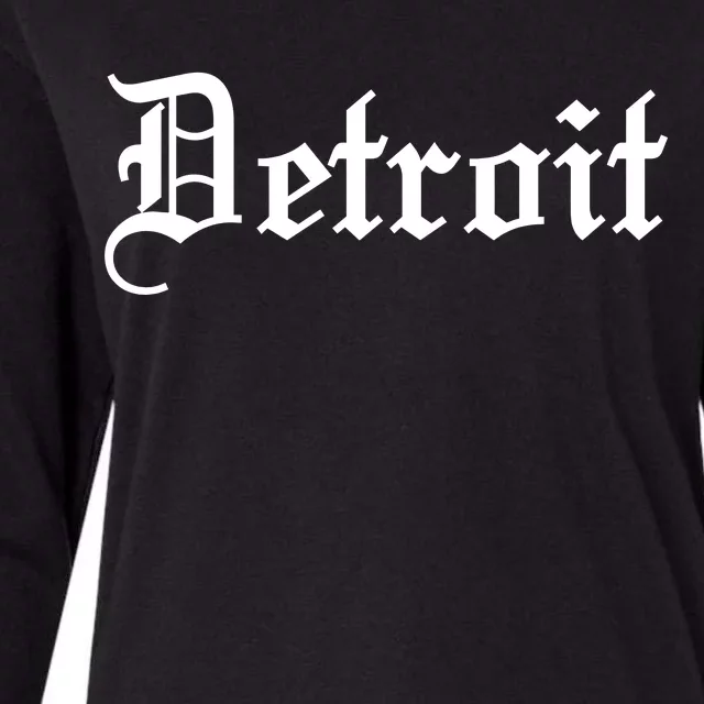 Old English Detroit D Michigan Logo Womens Cotton Relaxed Long Sleeve T-Shirt