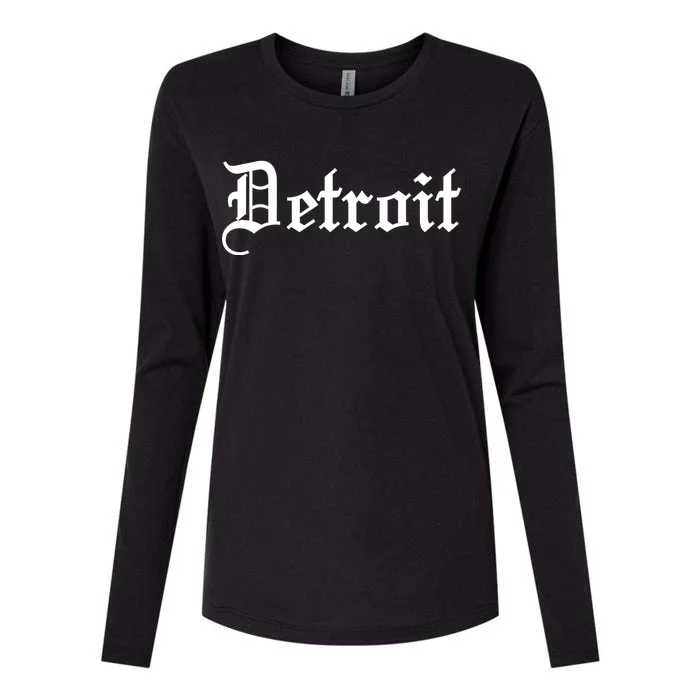 Old English Detroit D Michigan Logo Womens Cotton Relaxed Long Sleeve T-Shirt