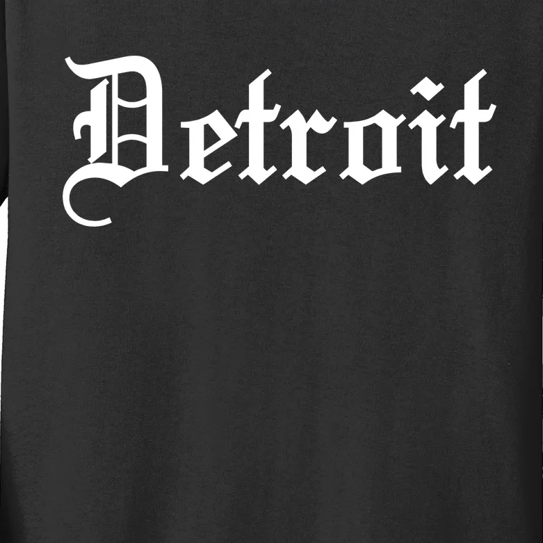 Old English Detroit D Michigan Logo Kids Long Sleeve Shirt