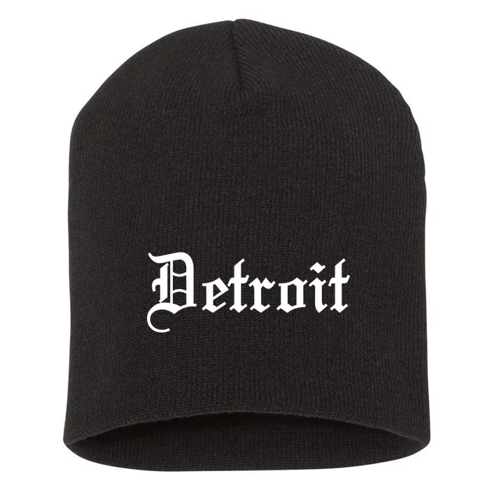 Old English Detroit D Michigan Logo Short Acrylic Beanie