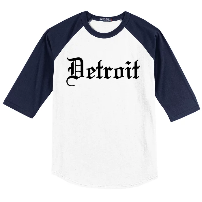 Old English Detroit D Michigan Logo Baseball Sleeve Shirt