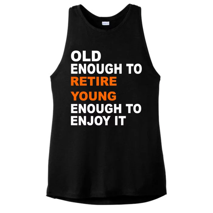 Old Enough To Retire Young Ladies Tri-Blend Wicking Tank