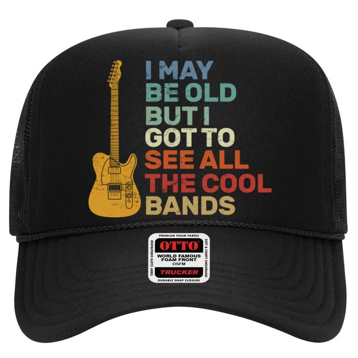 Old Guitarist The Cool Bands High Crown Mesh Trucker Hat