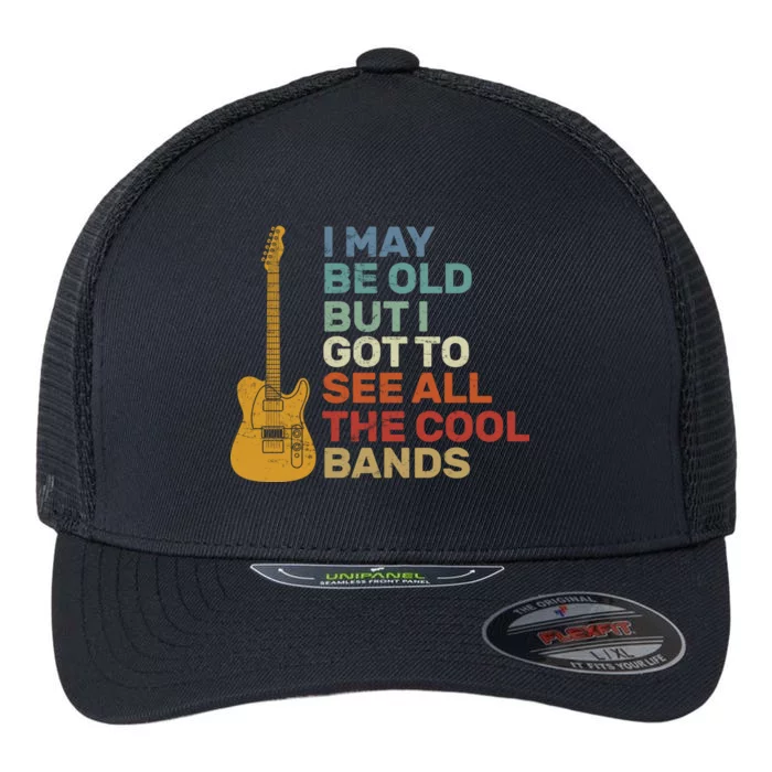 Old Guitarist The Cool Bands Flexfit Unipanel Trucker Cap